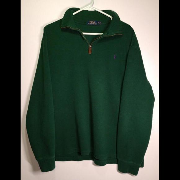 Polo Ralph Lauren Quarter Zip Pullover Sweater  Size XL Green Pony Logo - Picture 2 of 5